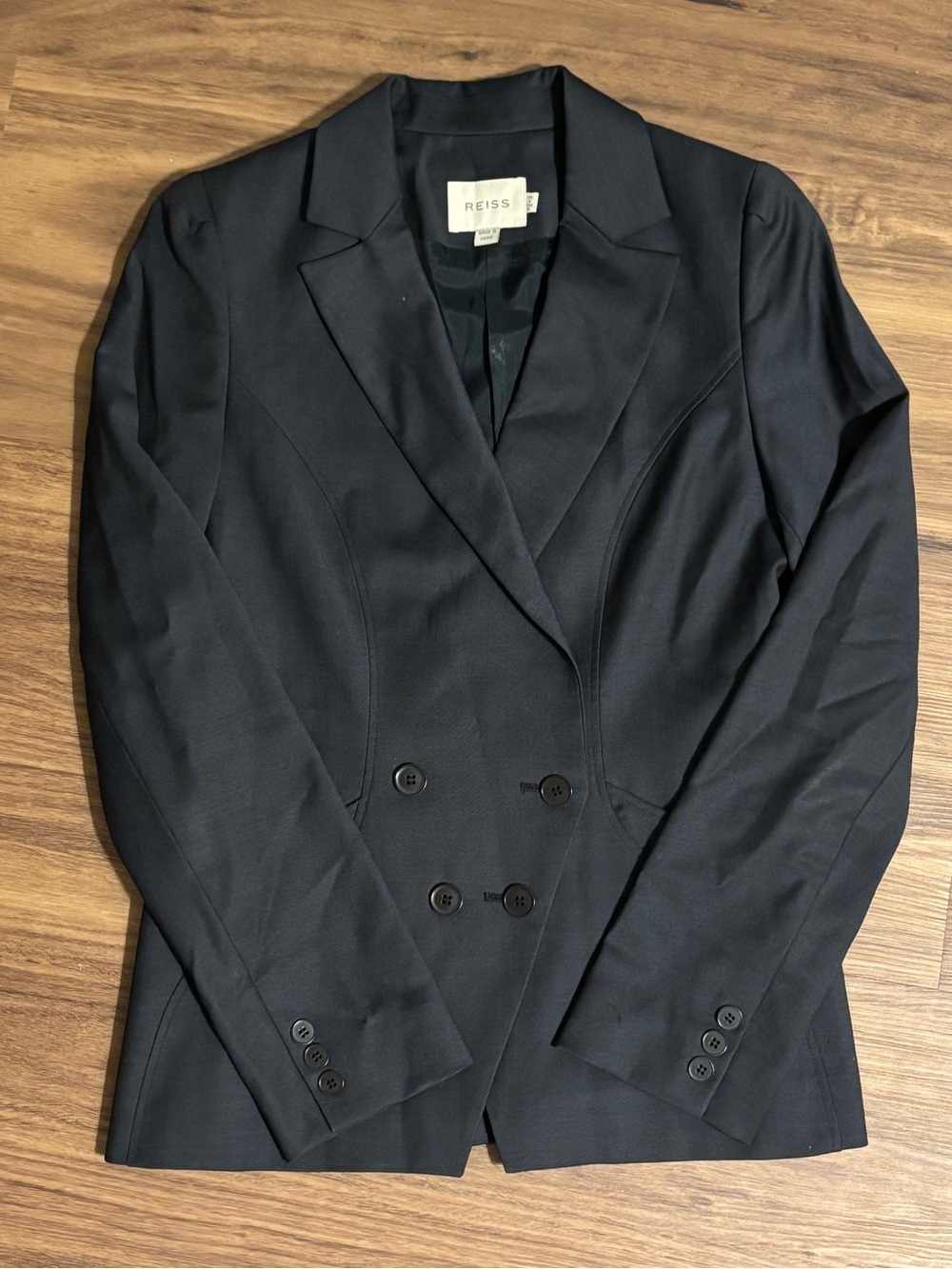 RARE genuine REISS Tailored Double Breasted Blazer wNavy US 4 Designer Workwear